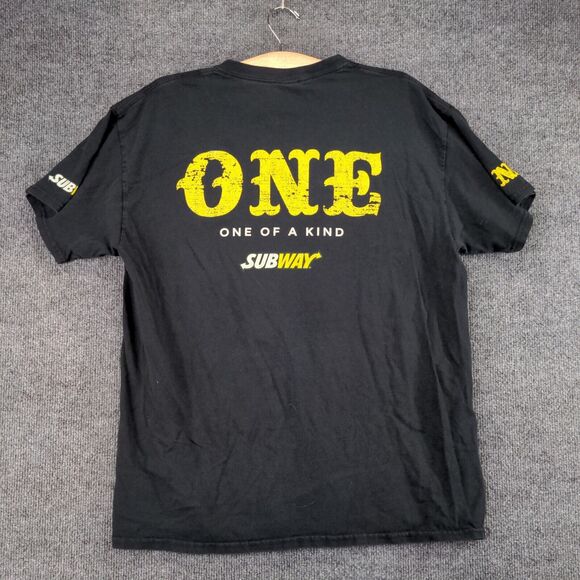 Gildan Subway App T-Shirt Mens Large Short Sleeve Black Crew Neck Heavy Cotton - Picture 6 of 12